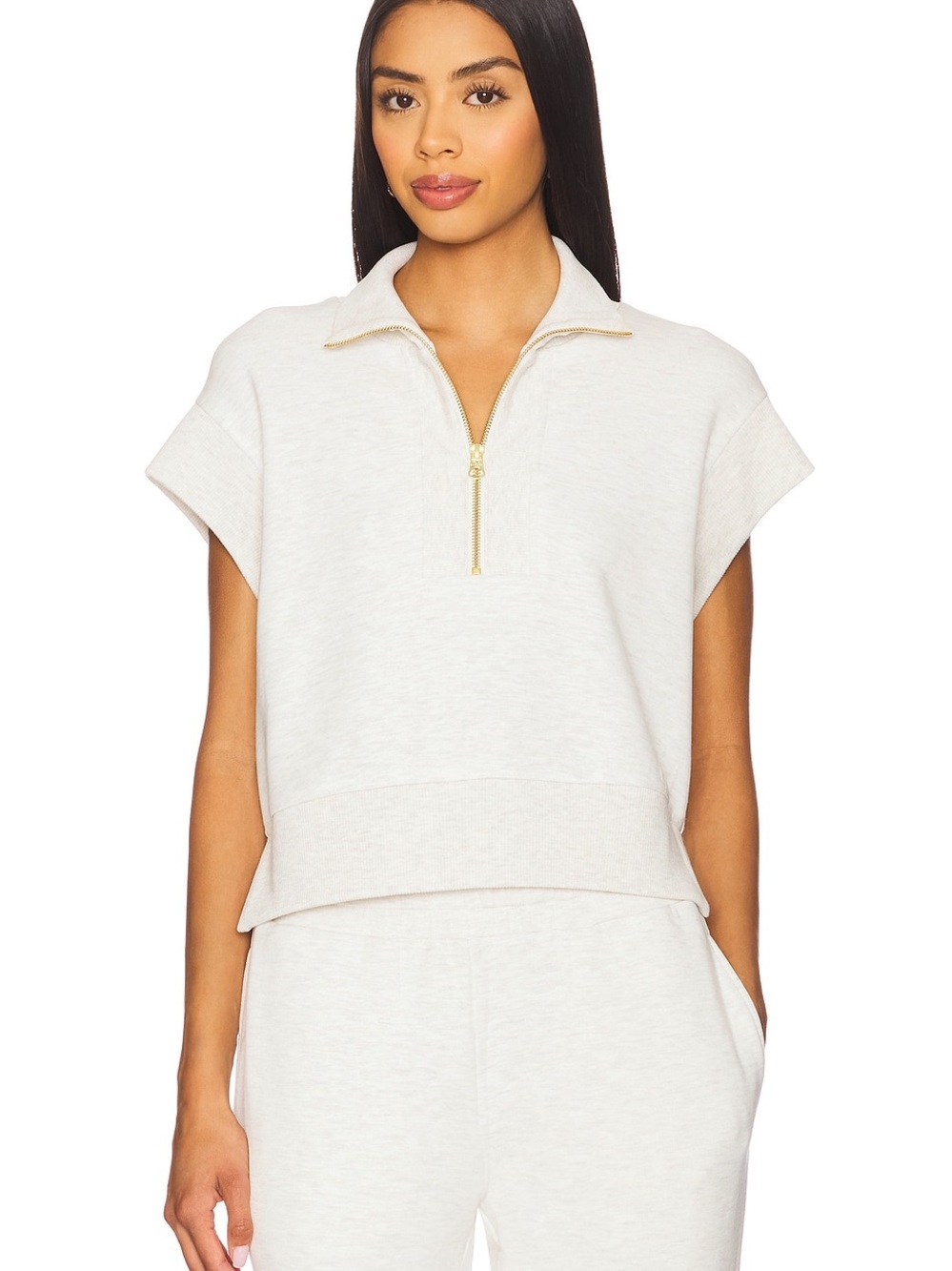 Varley Kelly Half Zip Sweatshirt in Ivory Marl size Medium